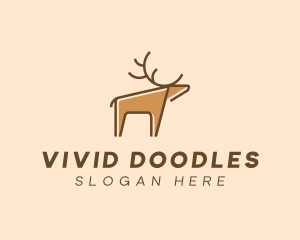 Brown Reindeer Deer logo design