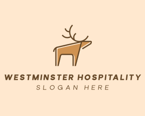 Brown Reindeer Deer logo design