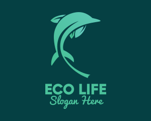 Green Leaves Dolphin  logo design