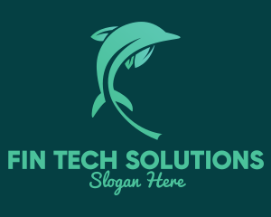 Green Leaves Dolphin  logo