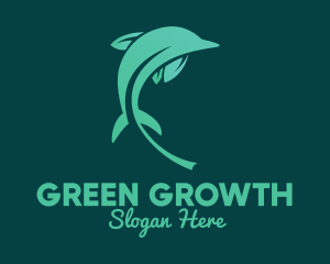 Green Leaves Dolphin  logo design