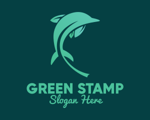 Green Leaves Dolphin  logo design