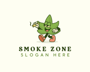 Marijuana Leaf Smoking logo design