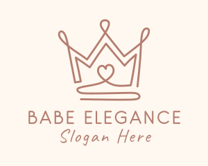 Elegant Heart Crown logo design