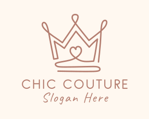 Elegant Heart Crown logo design