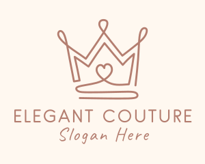 Elegant Heart Crown logo design