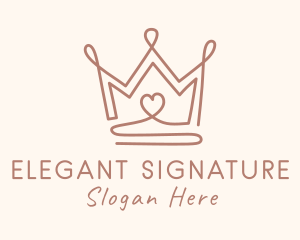 Elegant Heart Crown logo design