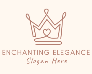 Elegant Heart Crown logo design