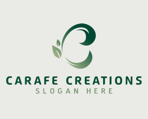 Organic Leaf Letter C logo design