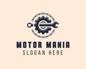 Wrench Gear Chain Mechanic logo design