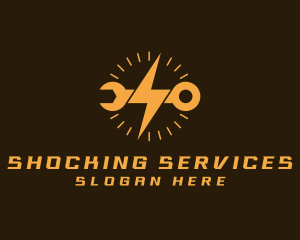 Lightning Wrench Electrician logo design