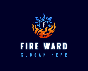 Fire Snowflake HVAC logo design