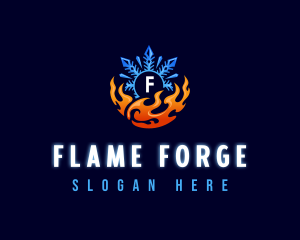 Fire Snowflake HVAC logo design