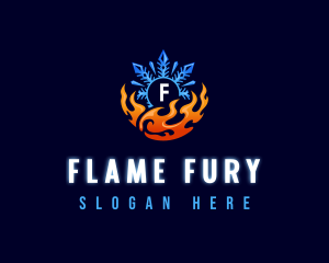 Fire Snowflake HVAC logo design