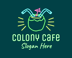 Neon Coconut Drink  logo design