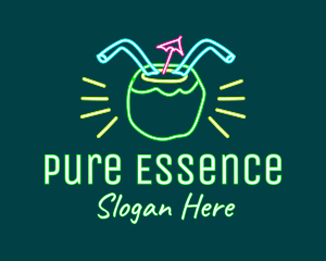 Neon Coconut Drink  logo design