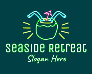 Neon Coconut Drink  logo design