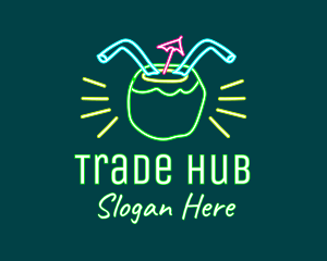 Neon Coconut Drink  logo design