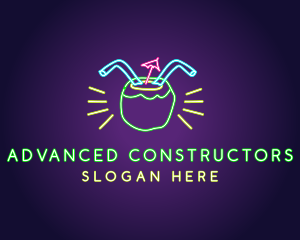 Neon Coconut Drink  logo design