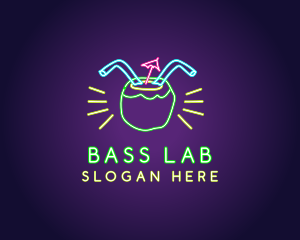 Neon Coconut Drink  logo design