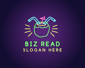 Neon Coconut Drink  logo design