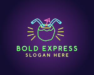 Neon Coconut Drink  logo design