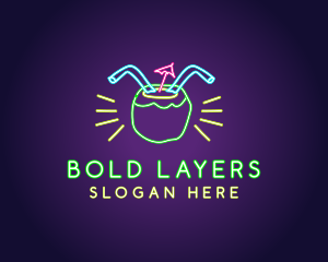 Neon Coconut Drink  logo design