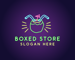 Neon Coconut Drink  logo design