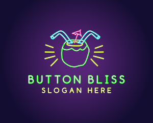 Neon Coconut Drink  logo design