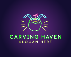 Neon Coconut Drink  logo design