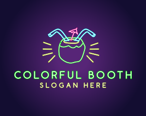 Neon Coconut Drink  logo design