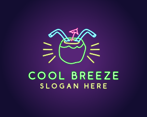 Neon Coconut Drink  logo design