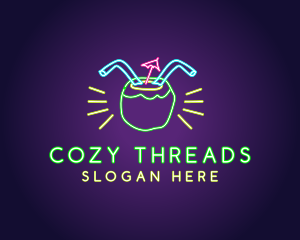 Neon Coconut Drink  logo design