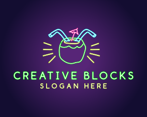 Neon Coconut Drink  logo design