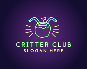 Neon Coconut Drink  logo design