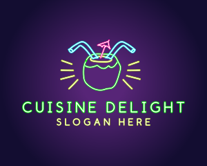 Neon Coconut Drink  logo design