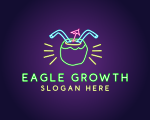 Neon Coconut Drink  logo design