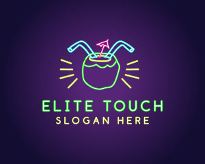 Neon Coconut Drink  logo design