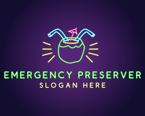 Neon Coconut Drink  logo design