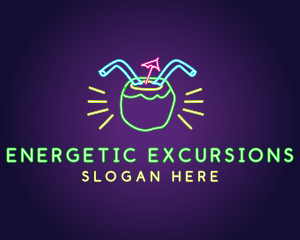 Neon Coconut Drink  logo design