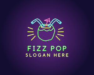 Neon Coconut Drink  logo design