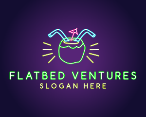 Neon Coconut Drink  logo design