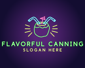 Neon Coconut Drink  logo design