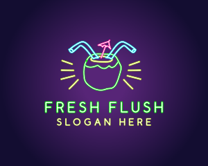 Neon Coconut Drink  logo design