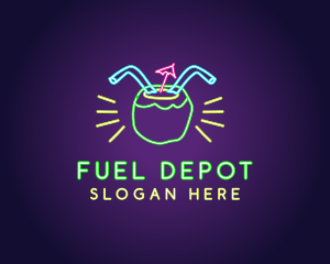 Neon Coconut Drink  logo design