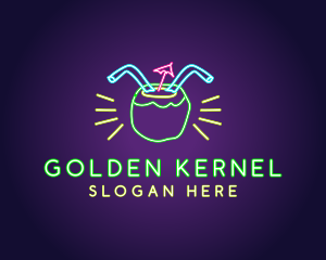 Neon Coconut Drink  logo design