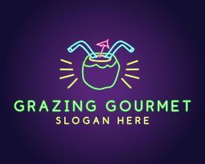 Neon Coconut Drink  logo design