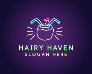 Neon Coconut Drink  logo design