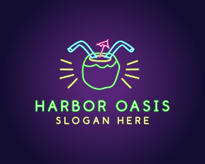 Neon Coconut Drink  logo design