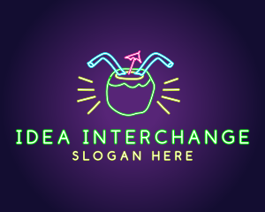 Neon Coconut Drink  logo design